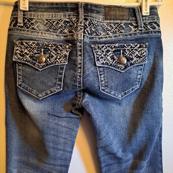 ZCO Denim - Zco Denim Jean Capris With  Embroidered Flap Pockets&Rhinestone Embellishments